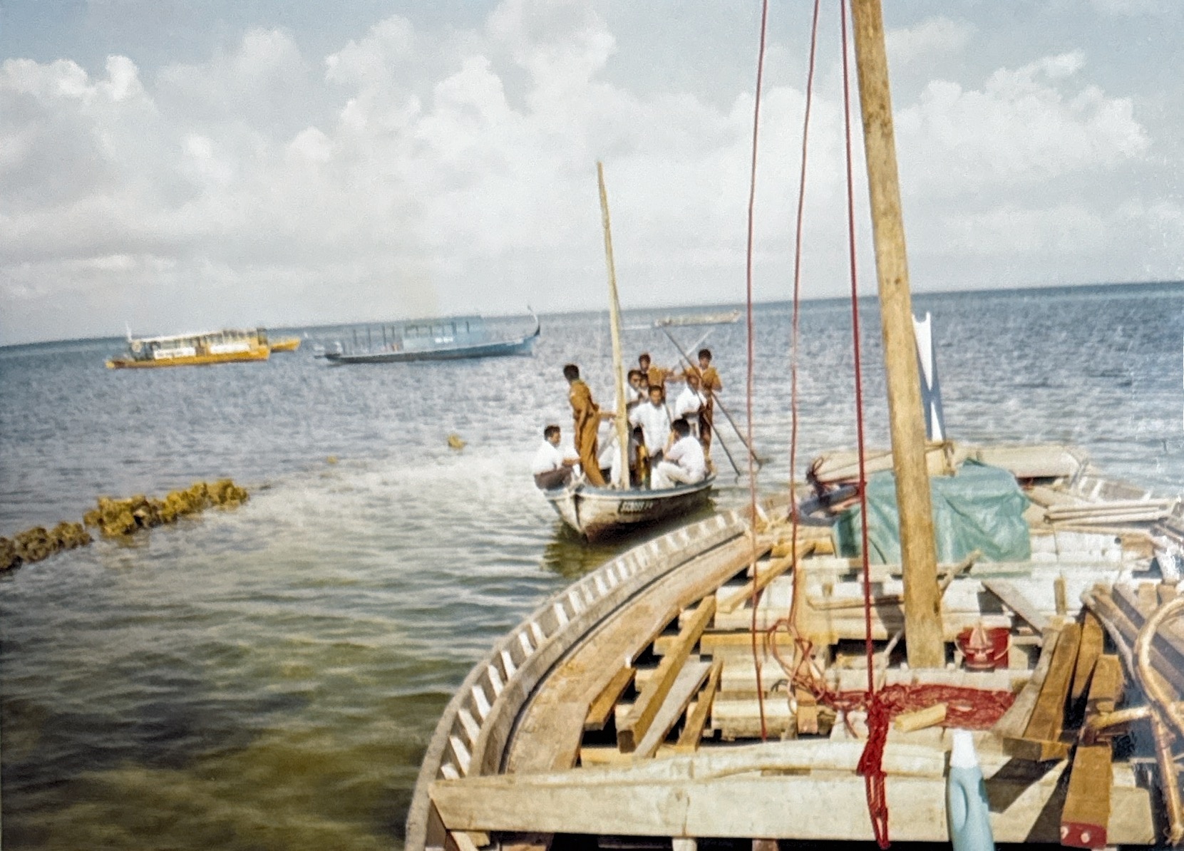 7 Cub Scout Leaders Advance Course Chief Guest at the opening ceremony of the course, Mr.Ismail Shafeeu being brought to K.Huraa jetty by Maldivian Bokkuraa
